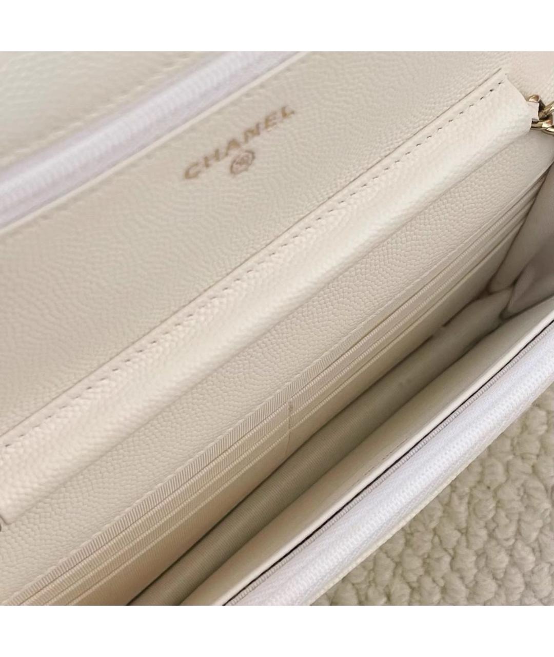 CHANEL Белая кожаная сумка через плечо, фото 6