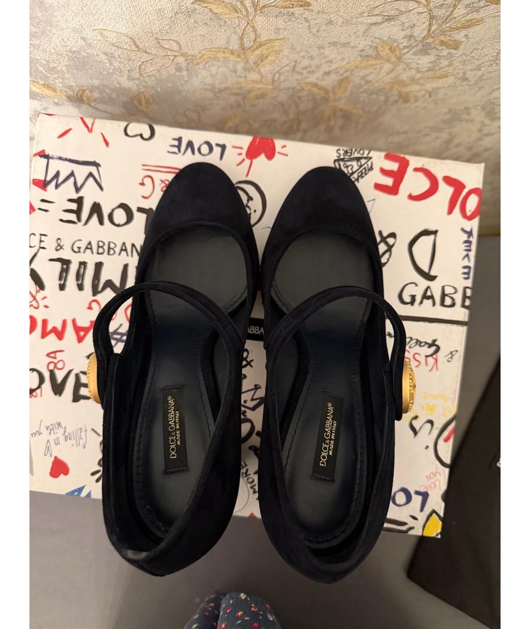 DOLCE&GABBANA Черные замшевые туфли, фото 3