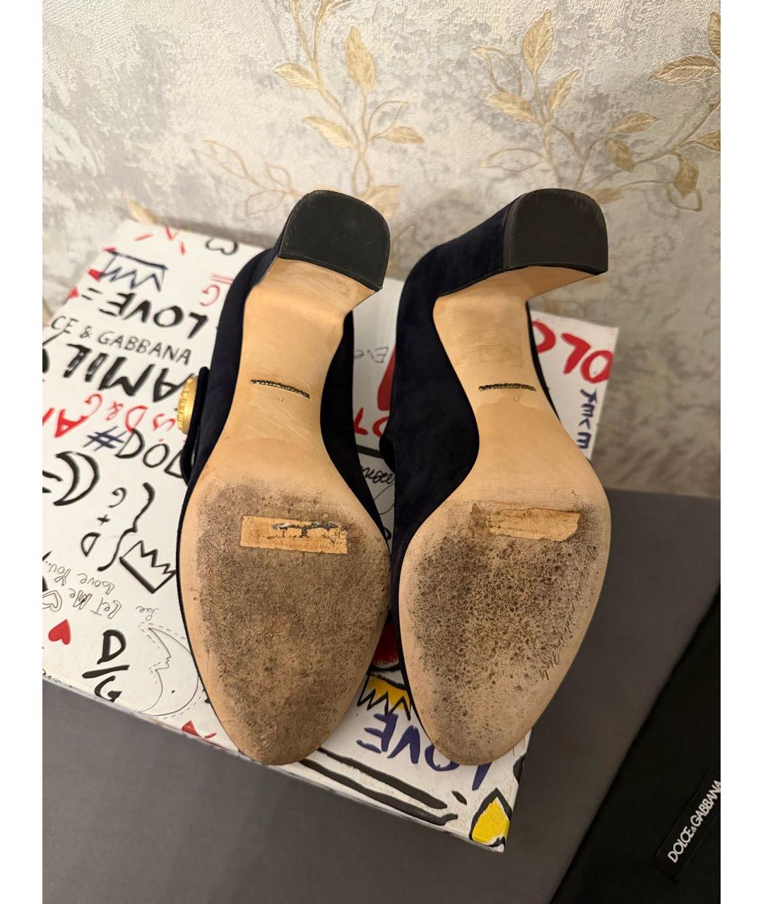 DOLCE&GABBANA Черные замшевые туфли, фото 6