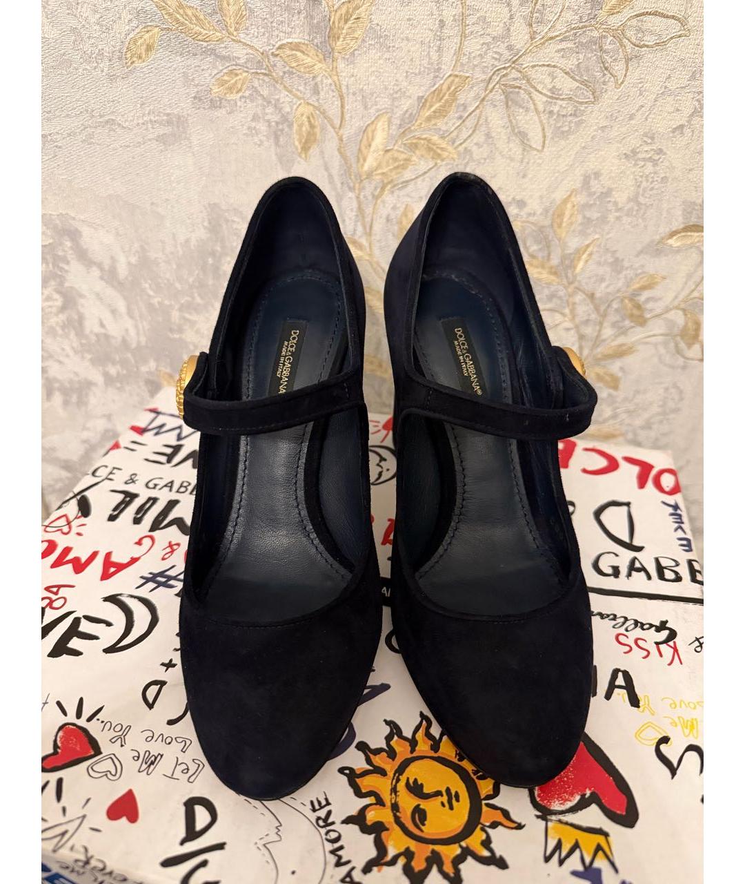 DOLCE&GABBANA Черные замшевые туфли, фото 2