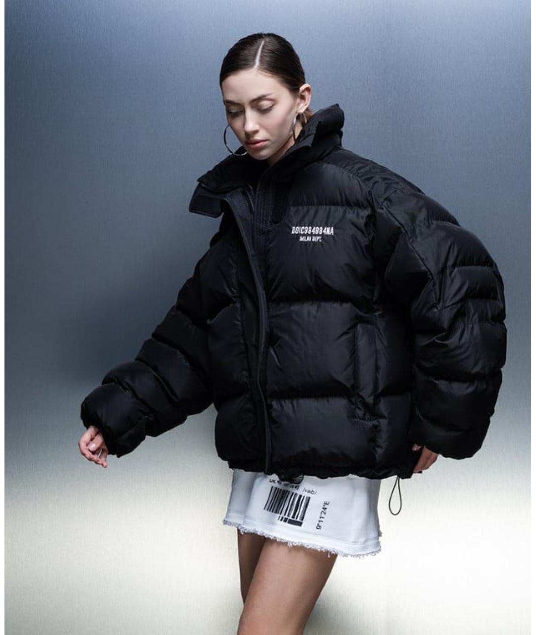 DOLCE&GABBANA Черный полиэстеровый пуховик, фото 2