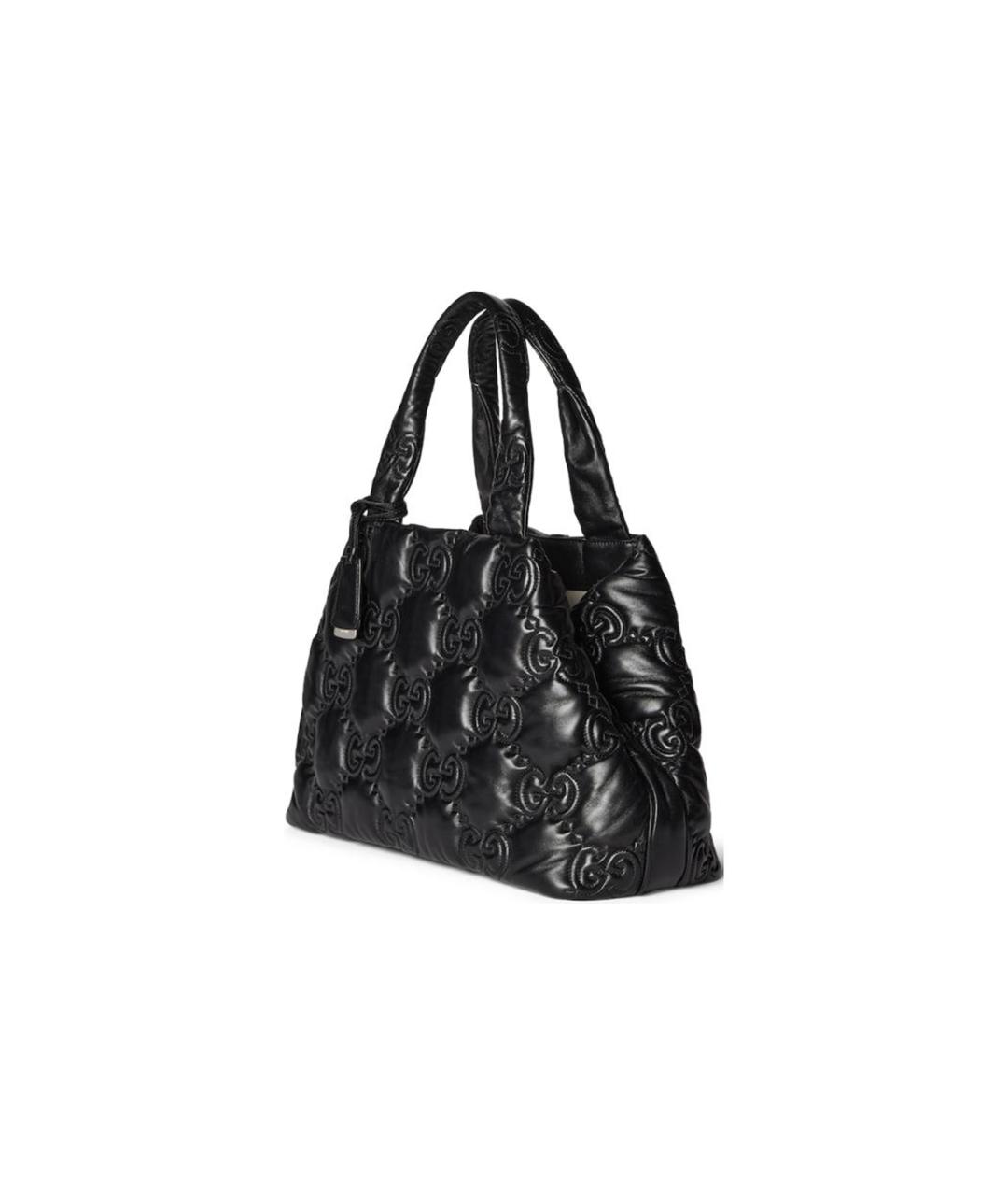 GUCCI Черная кожаная сумка тоут, фото 3