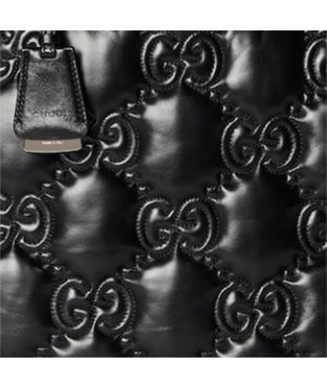 GUCCI Черная кожаная сумка тоут, фото 9