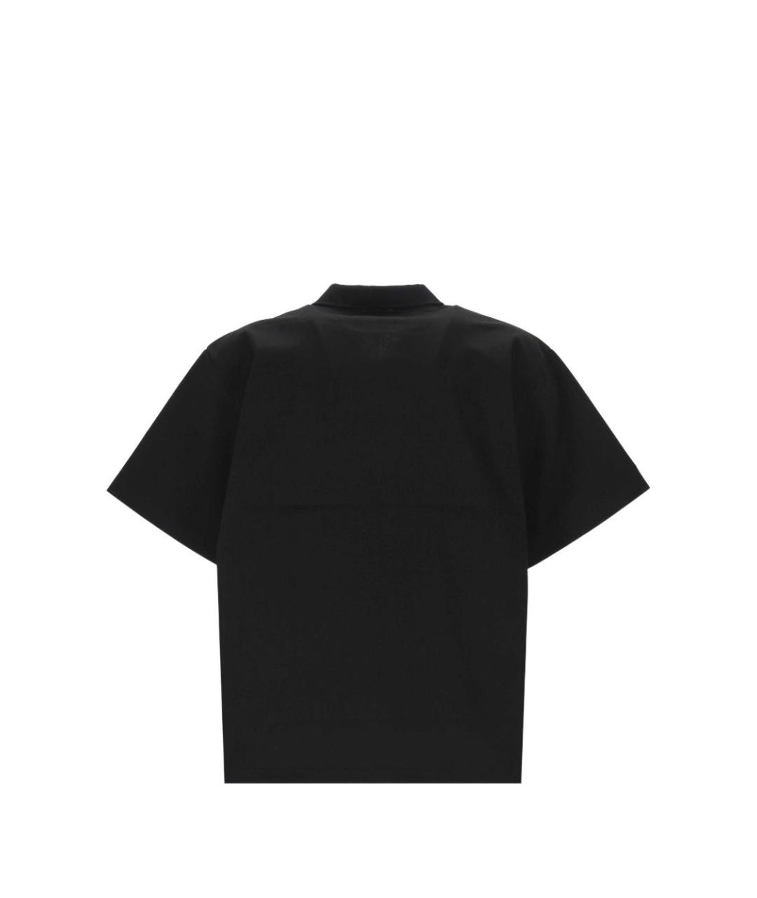 SACAI Черное хлопковое поло с коротким рукавом, фото 2