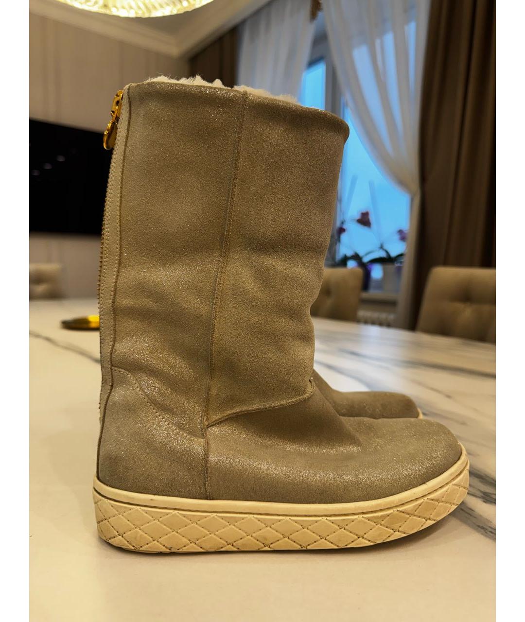 MONCLER Бежевые кожаные ботинки, фото 7