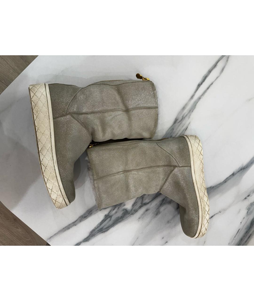 MONCLER Бежевые кожаные ботинки, фото 6