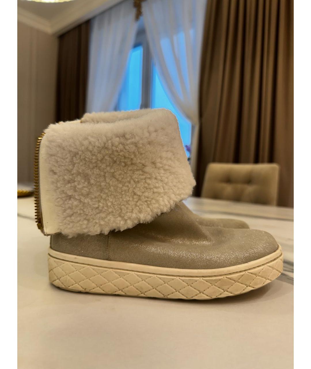 MONCLER Бежевые кожаные ботинки, фото 9