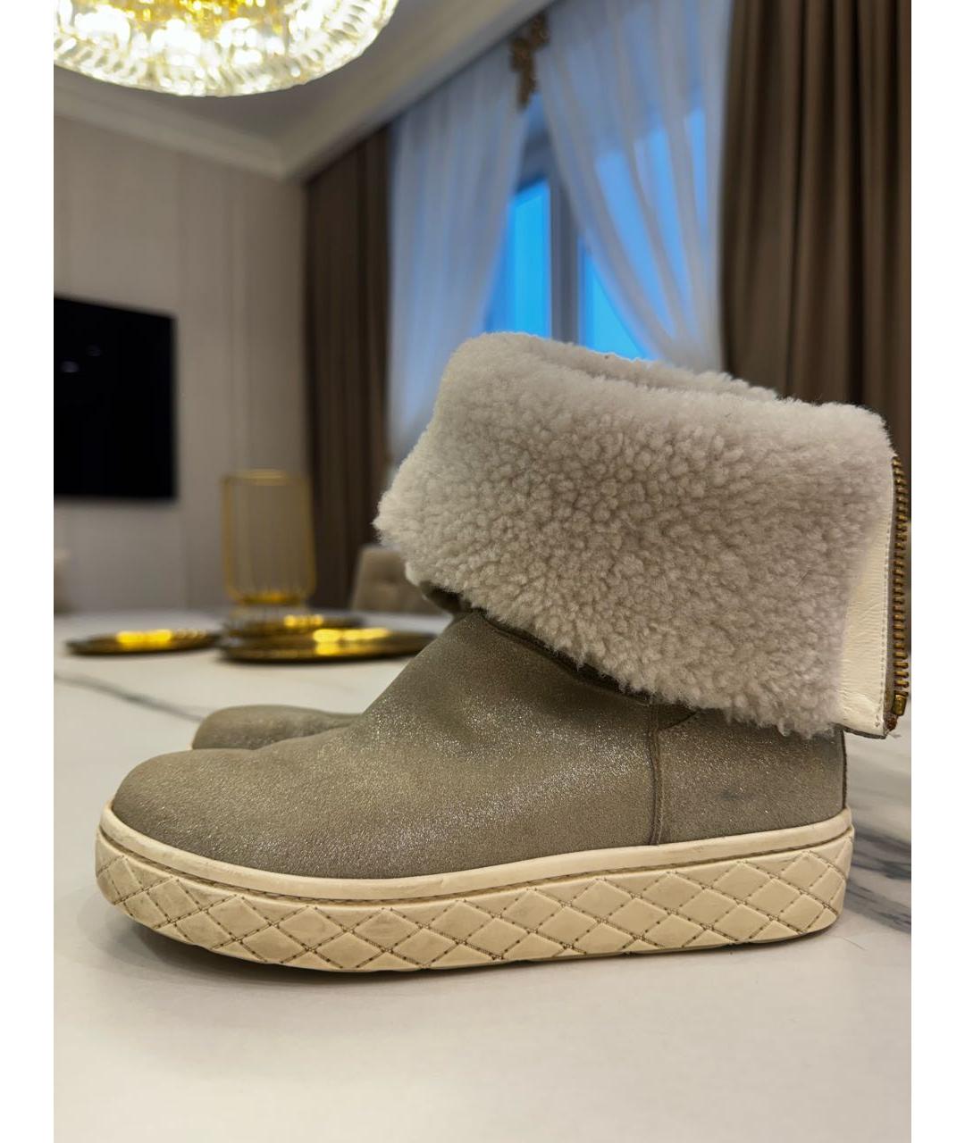 MONCLER Бежевые кожаные ботинки, фото 3