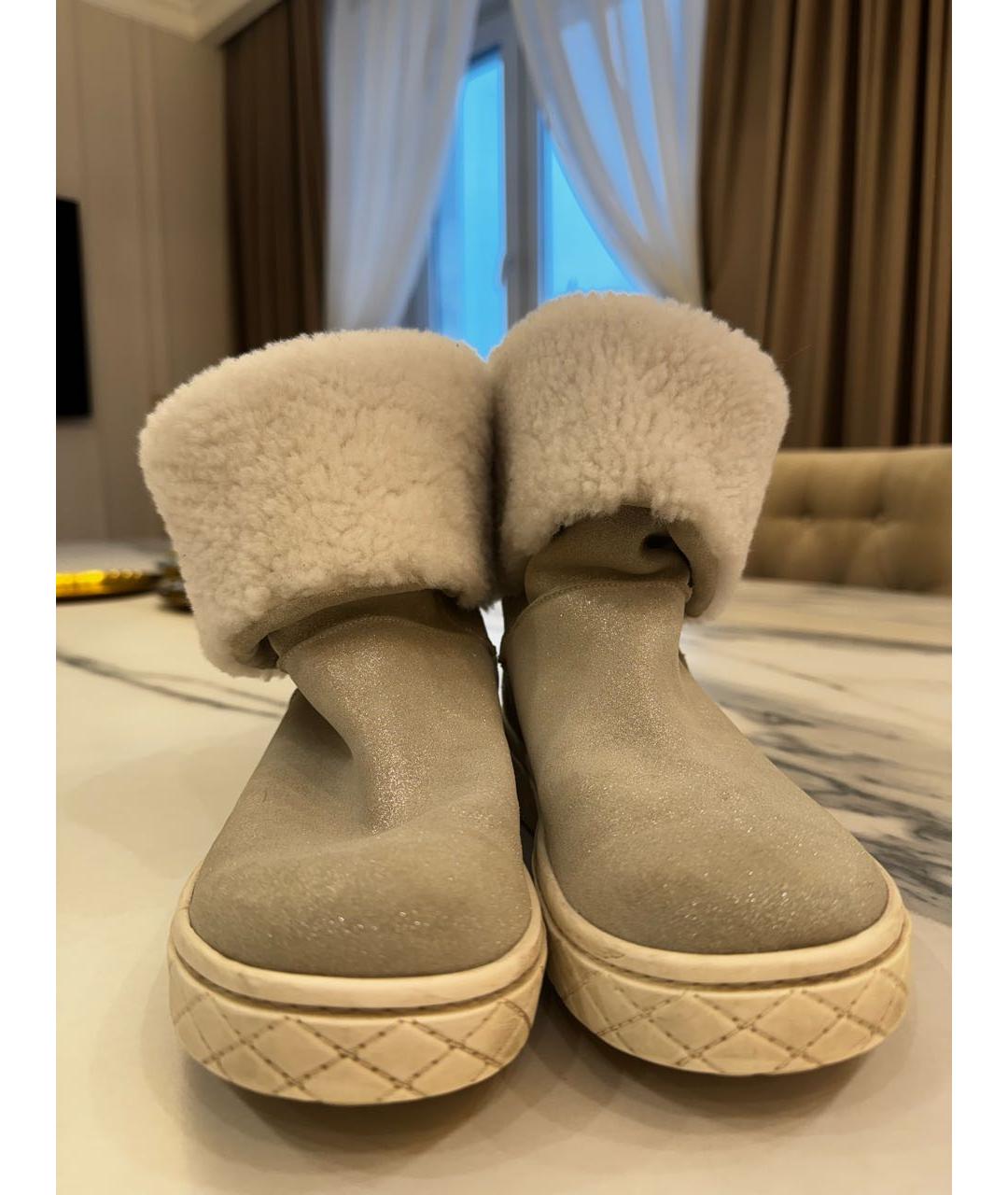 MONCLER Бежевые кожаные ботинки, фото 2