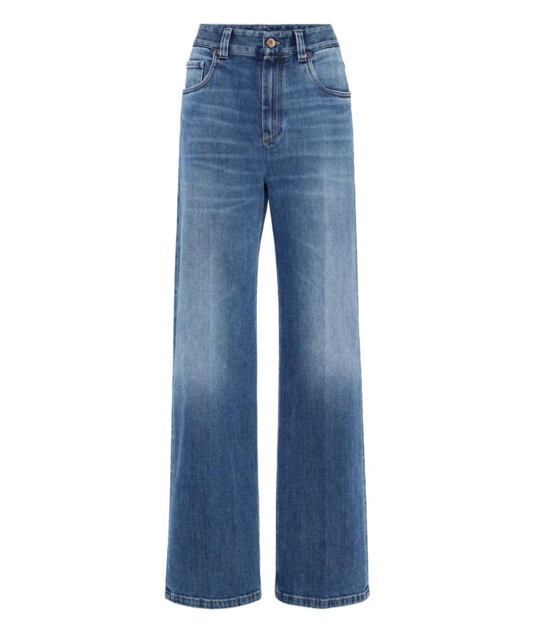 BRUNELLO CUCINELLI Синие хлопковые прямые джинсы, фото 1