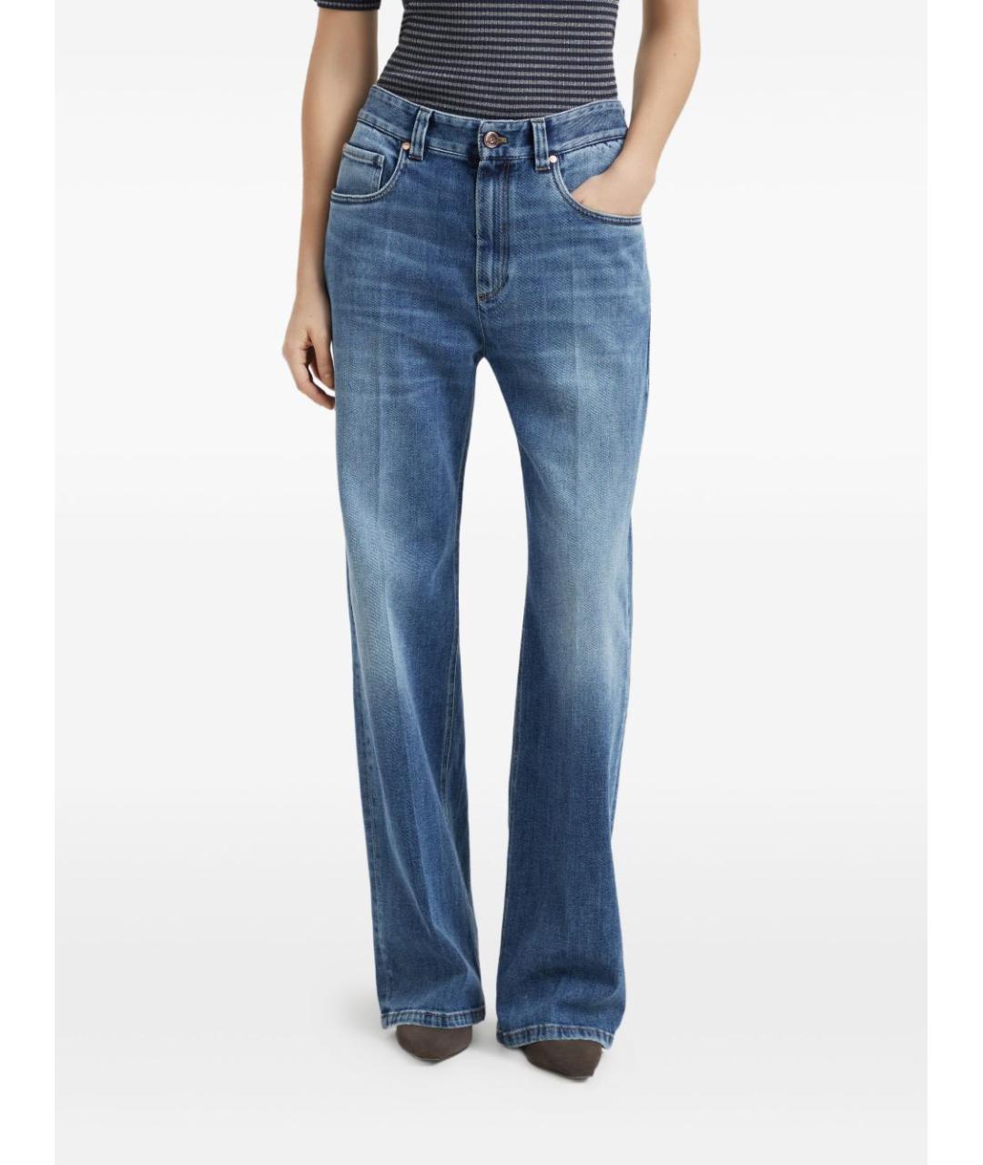 BRUNELLO CUCINELLI Синие хлопковые прямые джинсы, фото 3