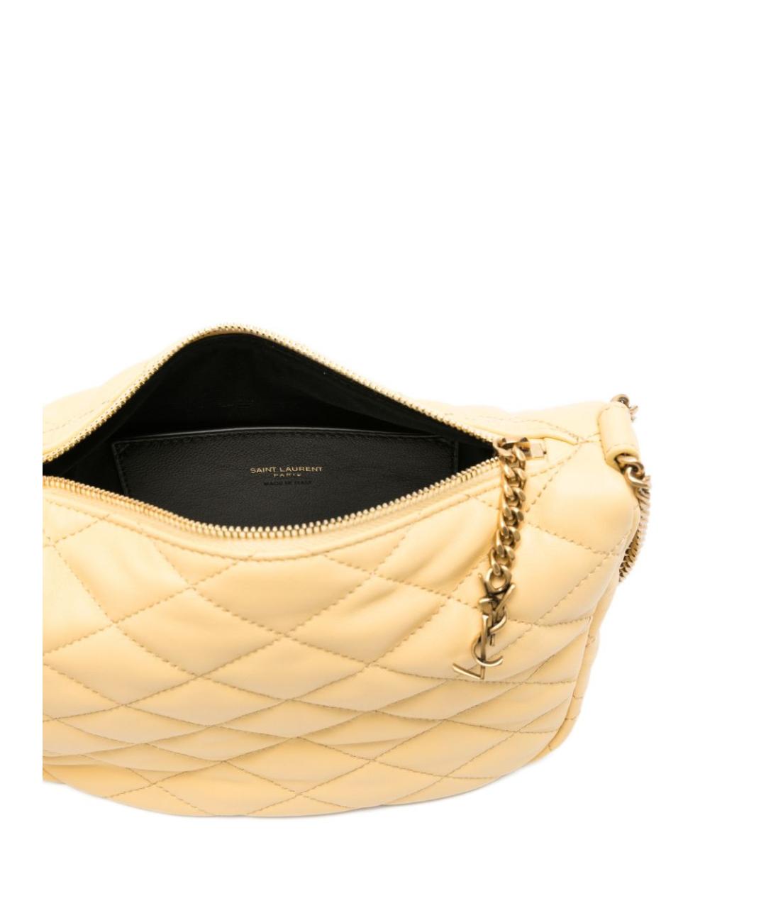 SAINT LAURENT Желтая кожаная сумка через плечо, фото 5