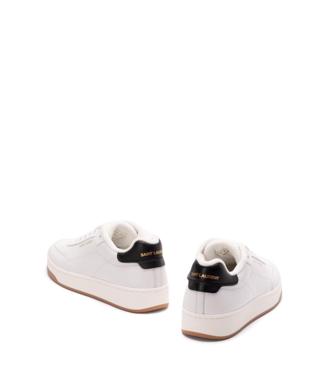 SAINT LAURENT Белые кожаные низкие кроссовки / кеды, фото 4
