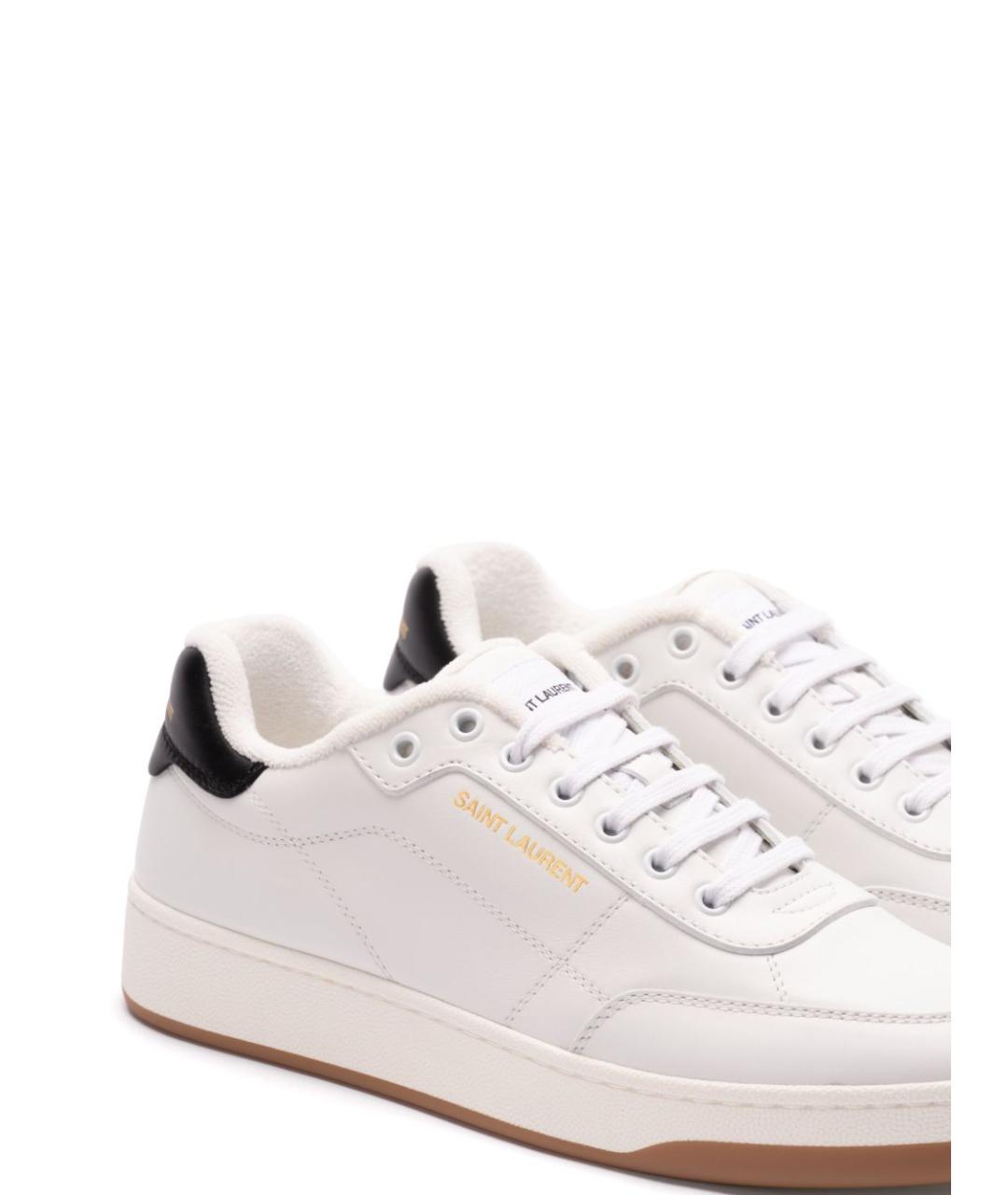 SAINT LAURENT Белые кожаные низкие кроссовки / кеды, фото 5