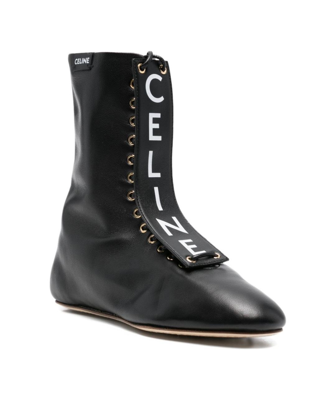 CELINE Черные кожаные ботинки, фото 4