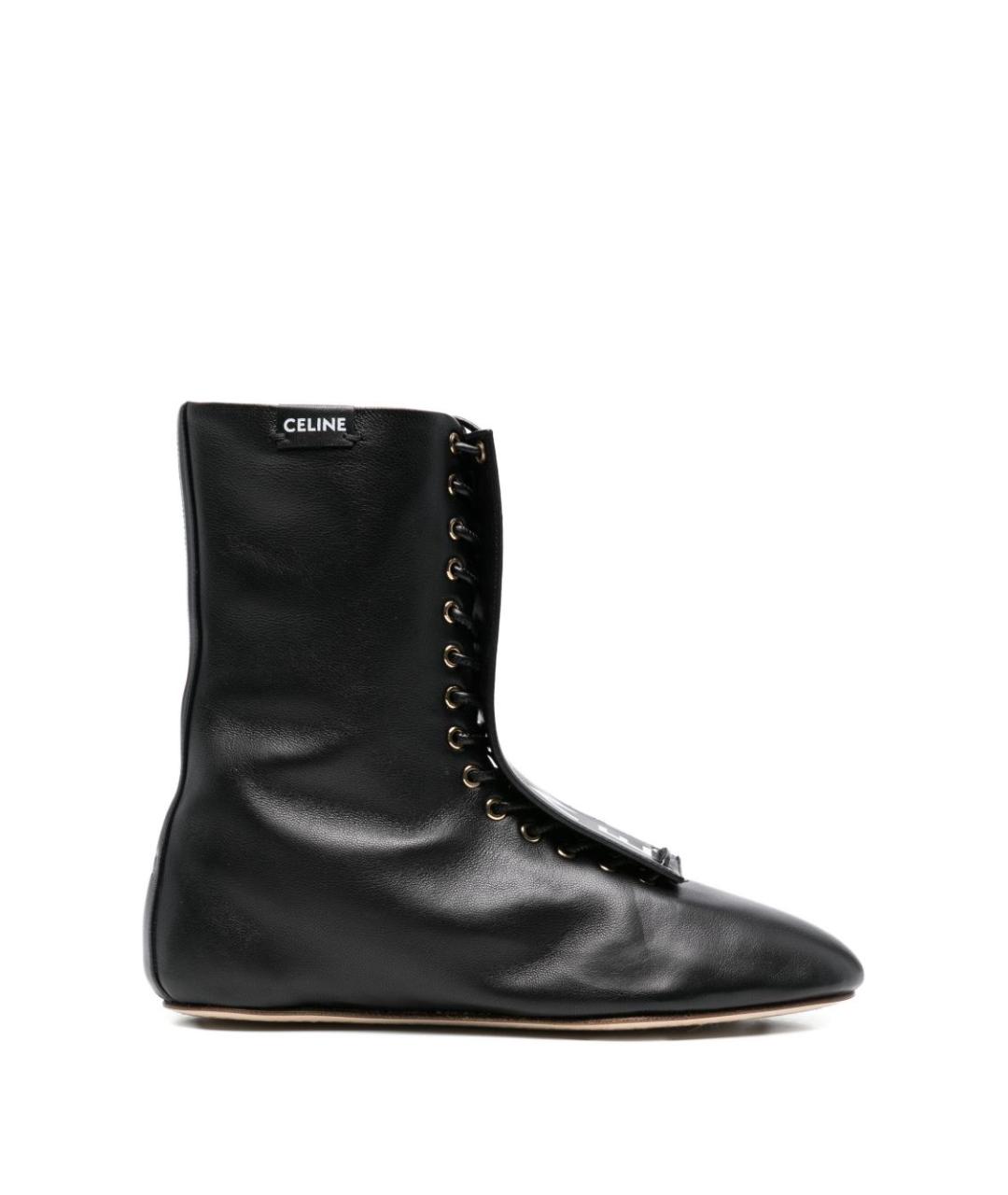 CELINE Черные кожаные ботинки, фото 1