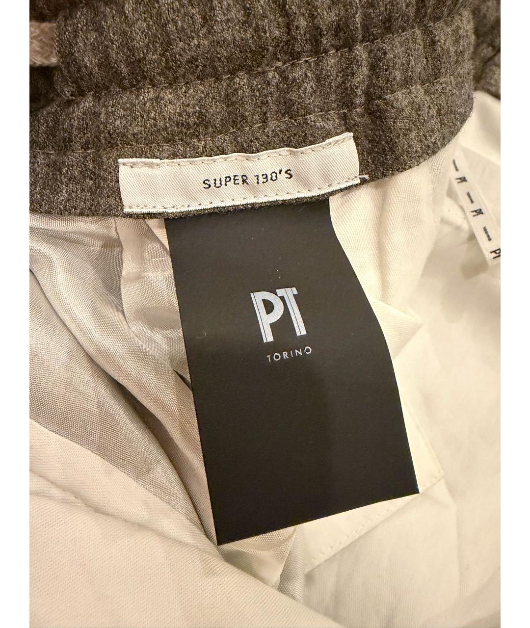 PT TORINO Серебряные шерстяные классические брюки, фото 5