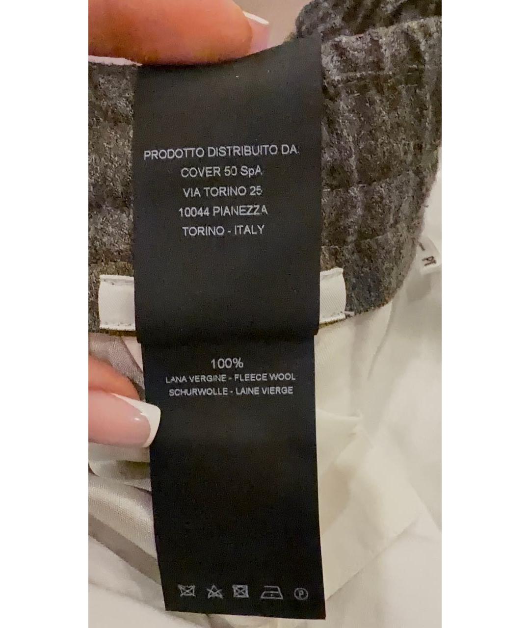 PT TORINO Серебряные шерстяные классические брюки, фото 6