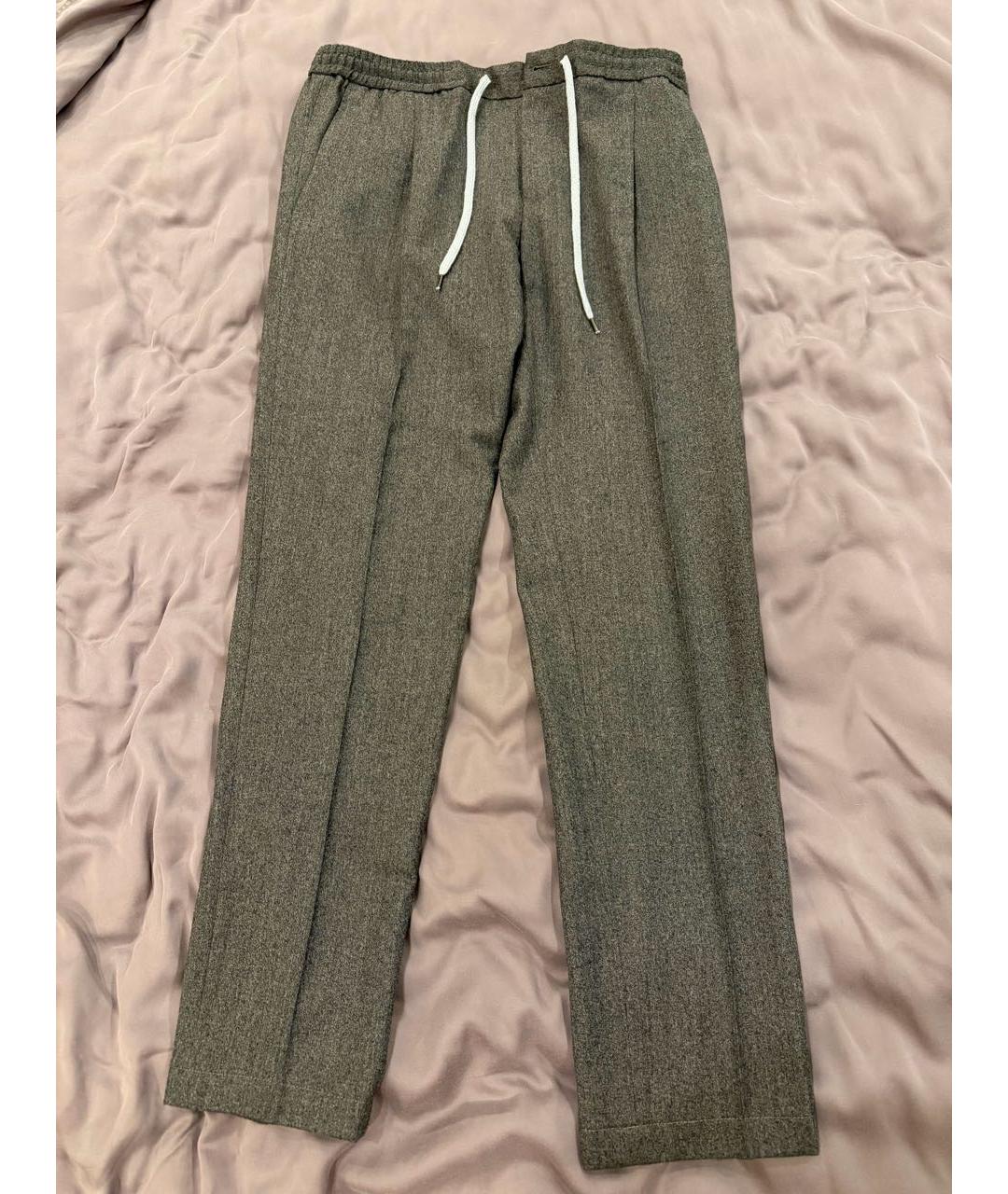 PT TORINO Серебряные шерстяные классические брюки, фото 8