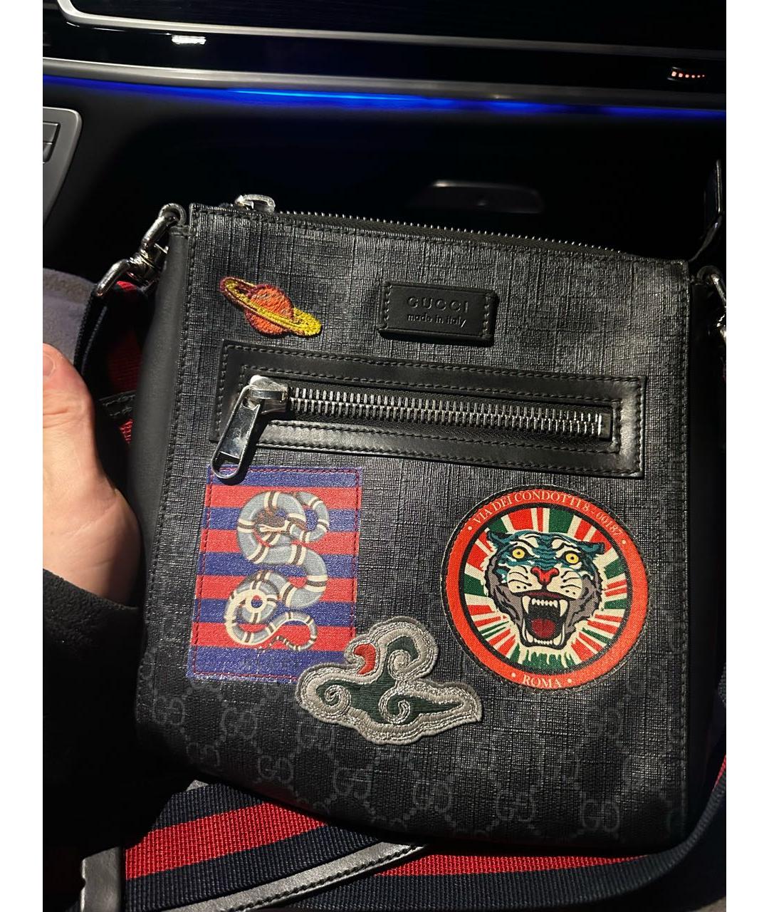 GUCCI Темно-синяя кожаная поясная сумка, фото 4