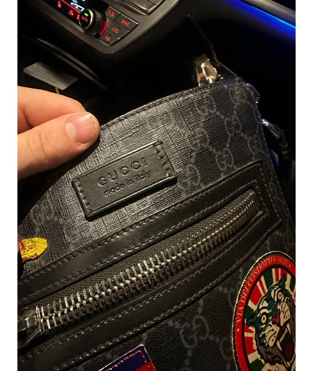 GUCCI Темно-синяя кожаная поясная сумка, фото 2