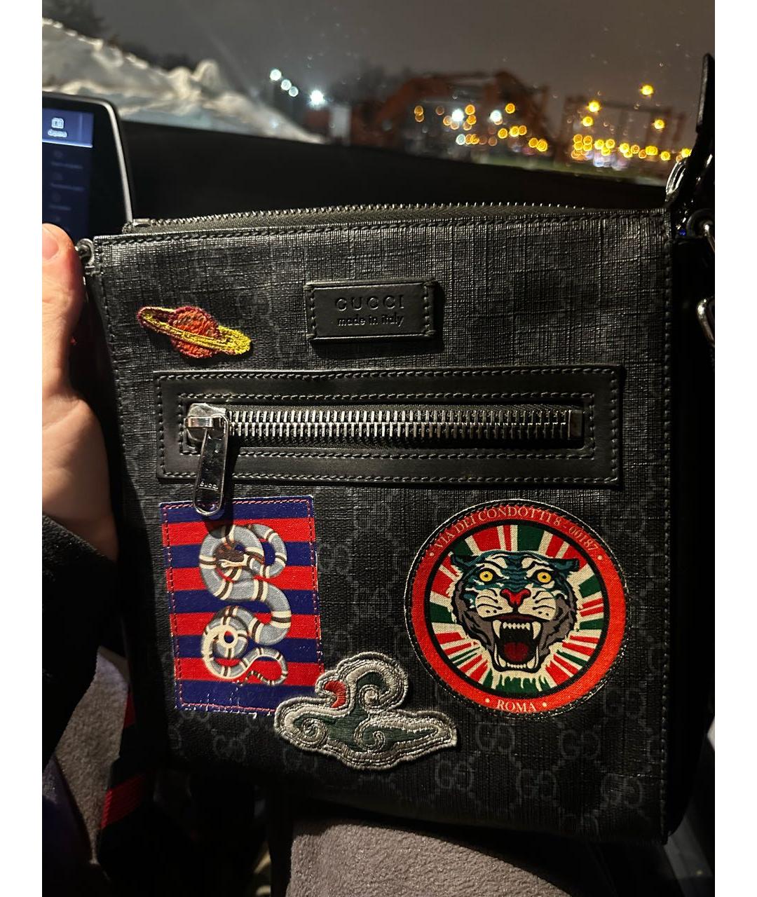 GUCCI Темно-синяя кожаная поясная сумка, фото 5