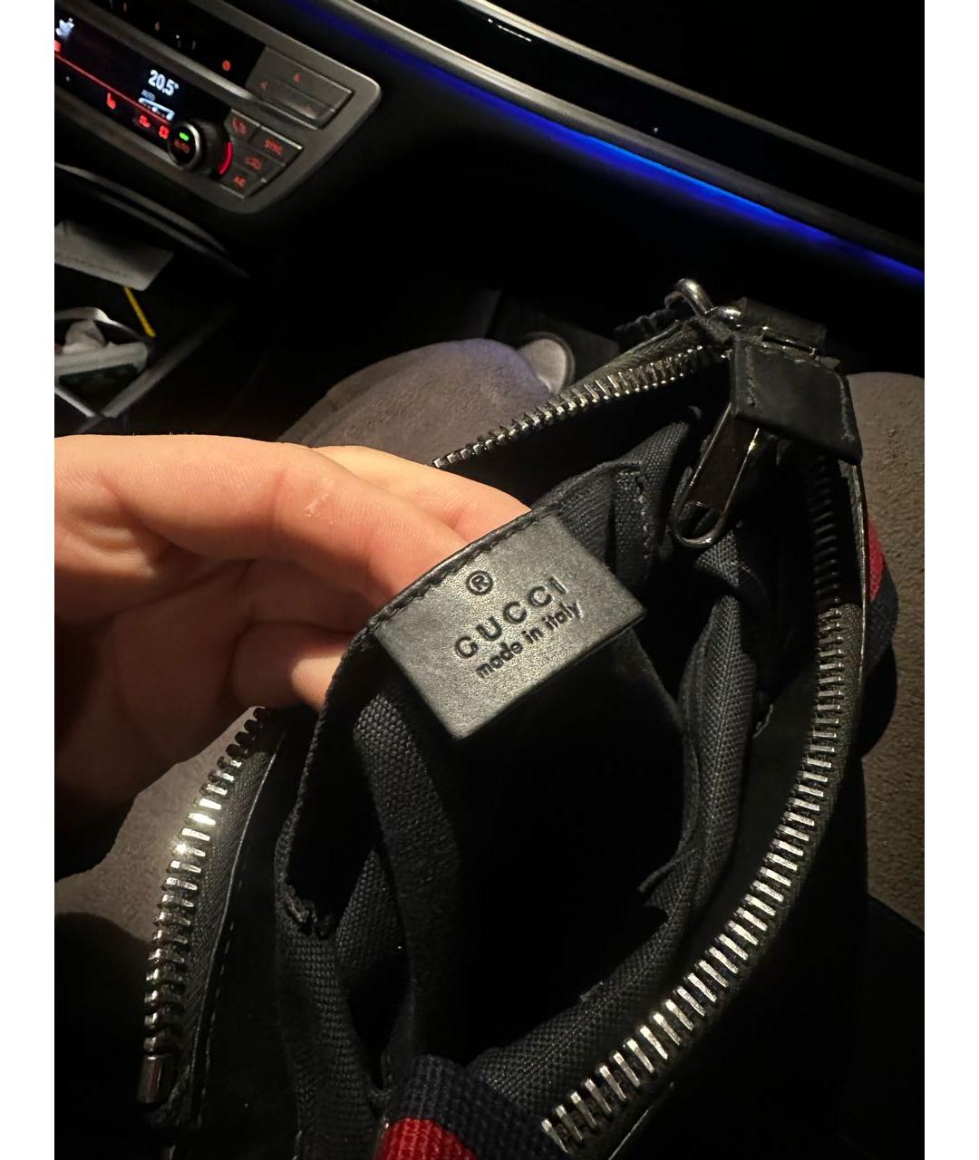 GUCCI Темно-синяя кожаная поясная сумка, фото 3