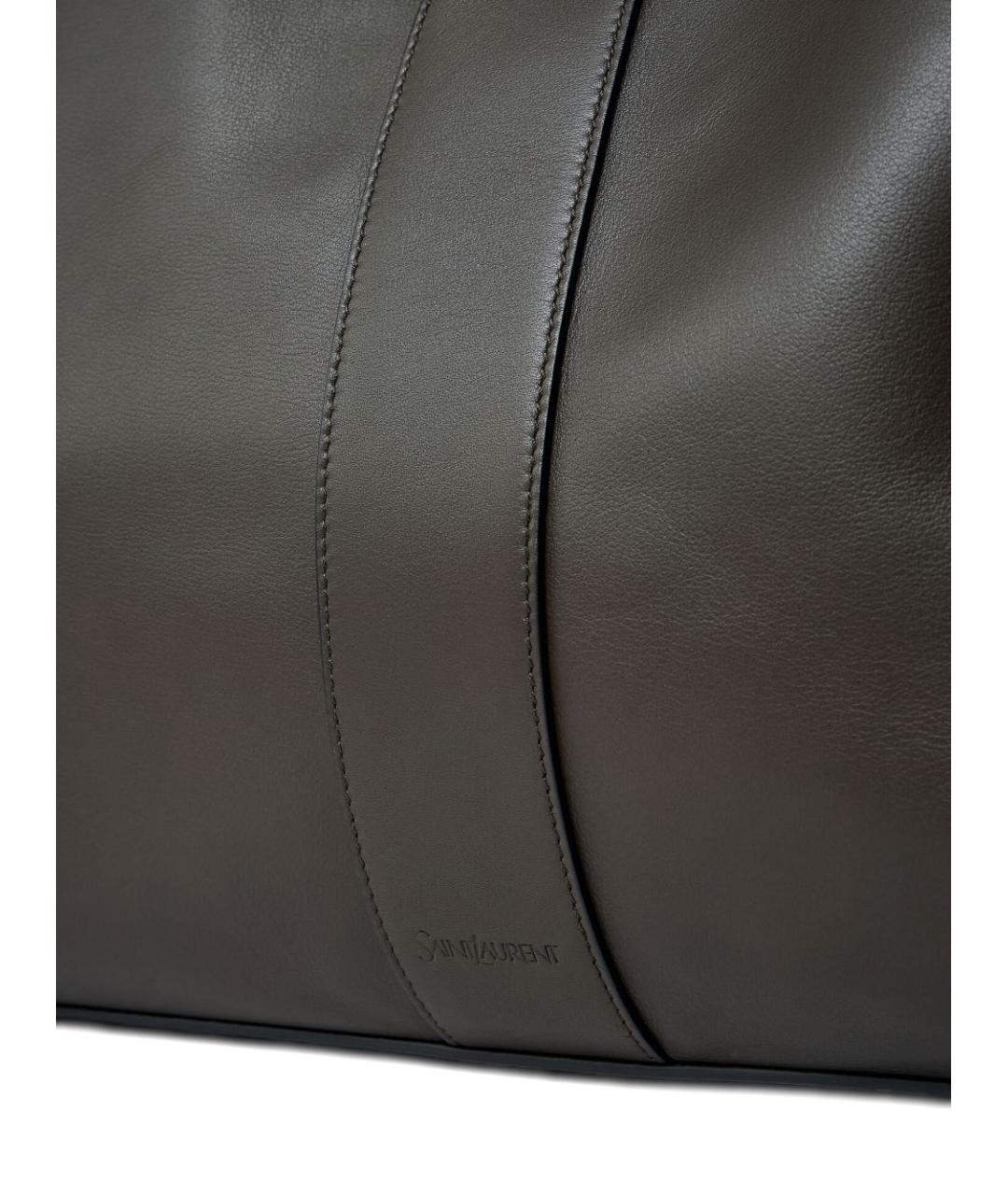 SAINT LAURENT Коричневая кожаная сумка тоут, фото 3