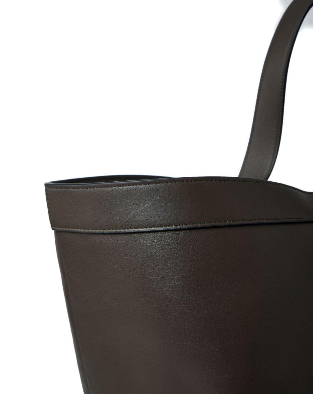 SAINT LAURENT Коричневая кожаная сумка тоут, фото 2