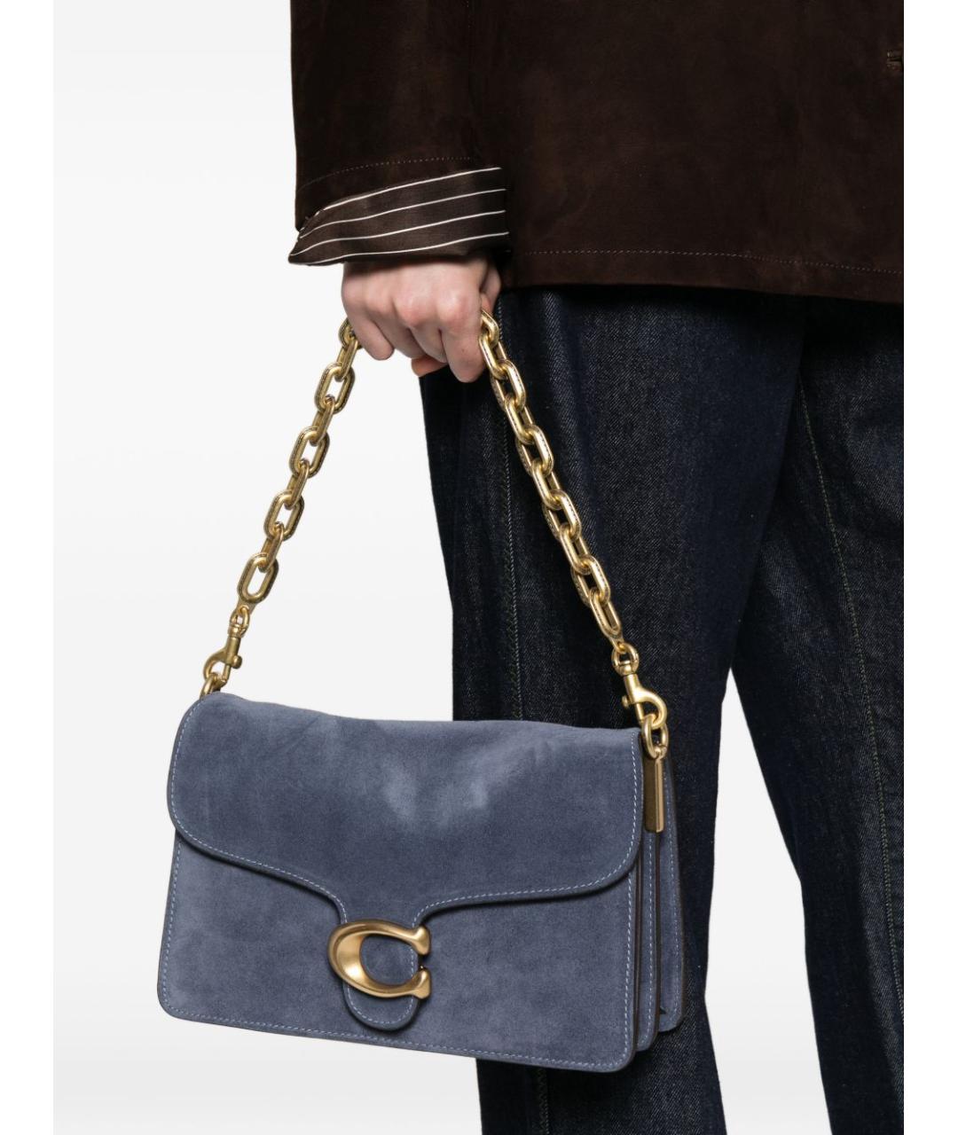 COACH Синяя замшевая сумка через плечо, фото 4