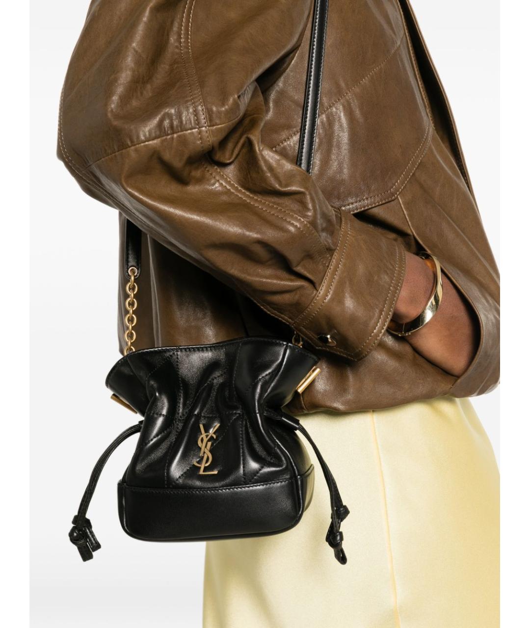 SAINT LAURENT Черная кожаная сумка через плечо, фото 4