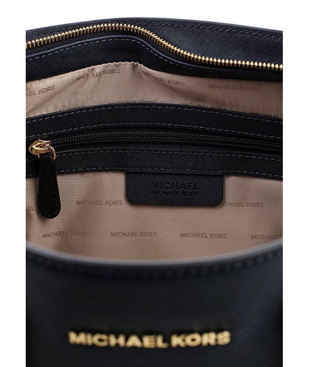 MICHAEL KORS Черная кожаная сумка тоут, фото 4