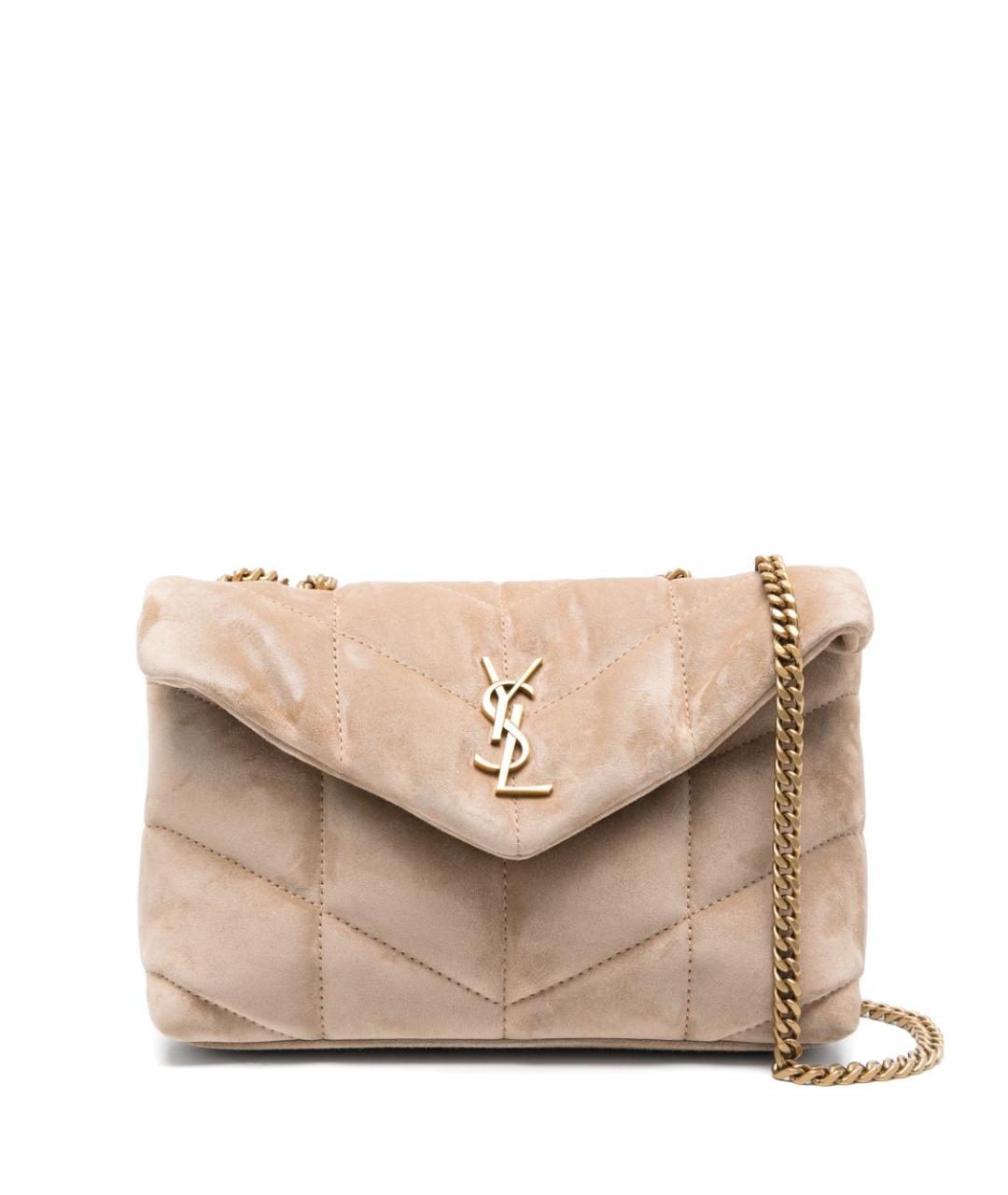 SAINT LAURENT Бежевая кожаная сумка через плечо, фото 1