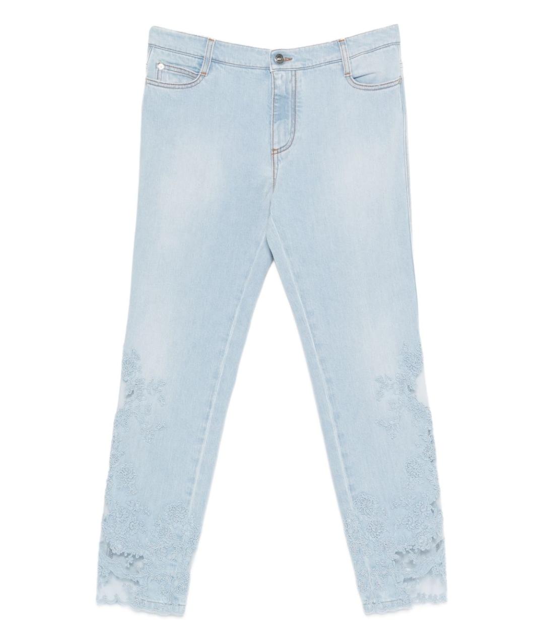 ERMANNO SCERVINO Голубые хлопковые прямые джинсы, фото 1