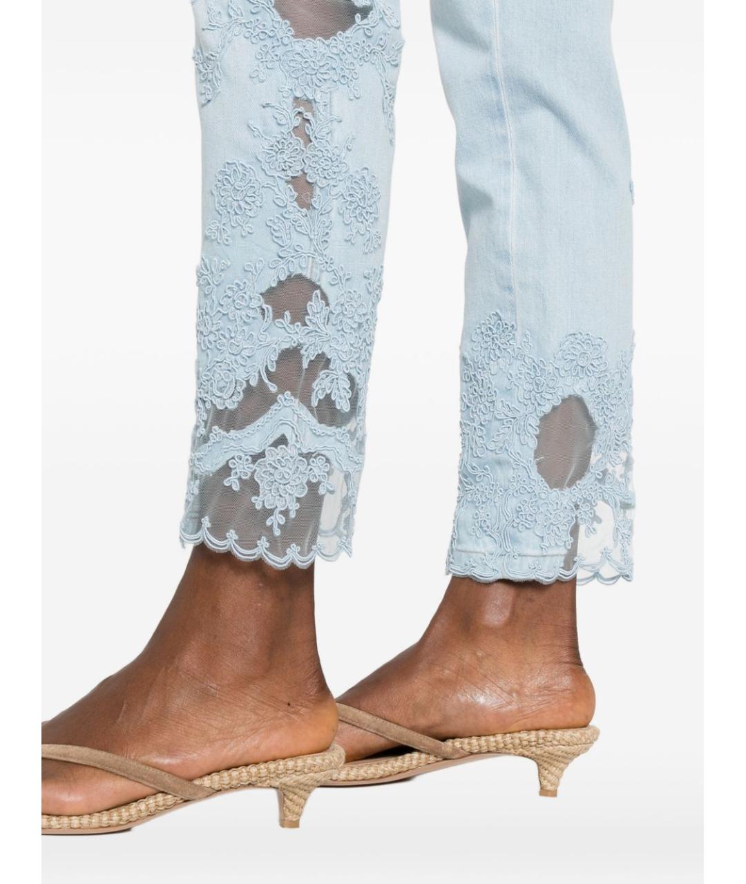 ERMANNO SCERVINO Голубые хлопковые прямые джинсы, фото 3