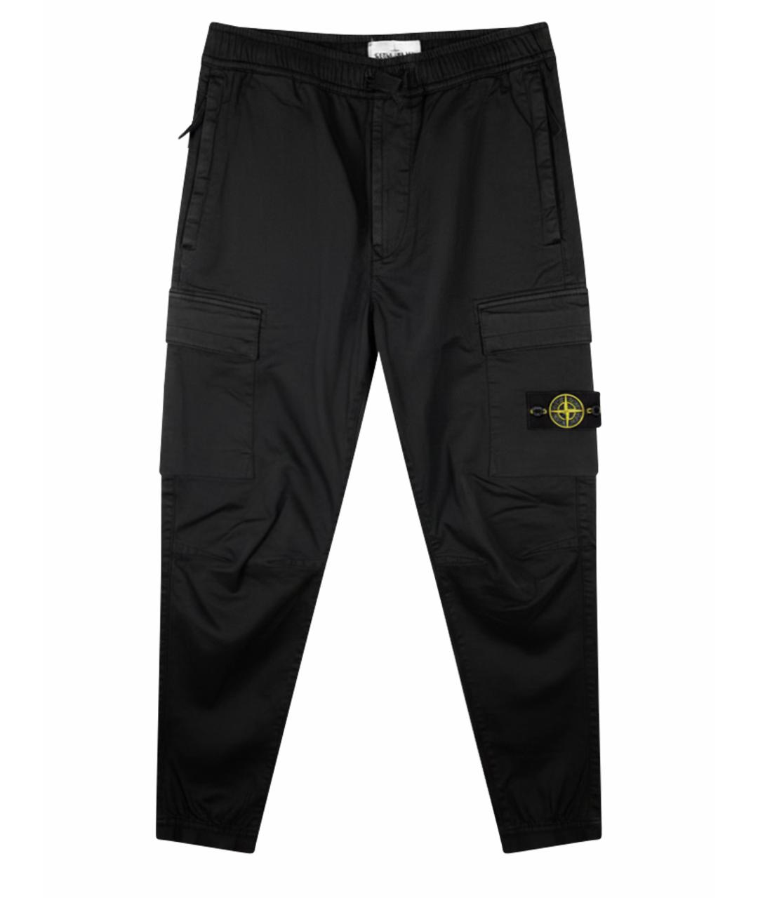 STONE ISLAND Черные хлопковые повседневные брюки, фото 1