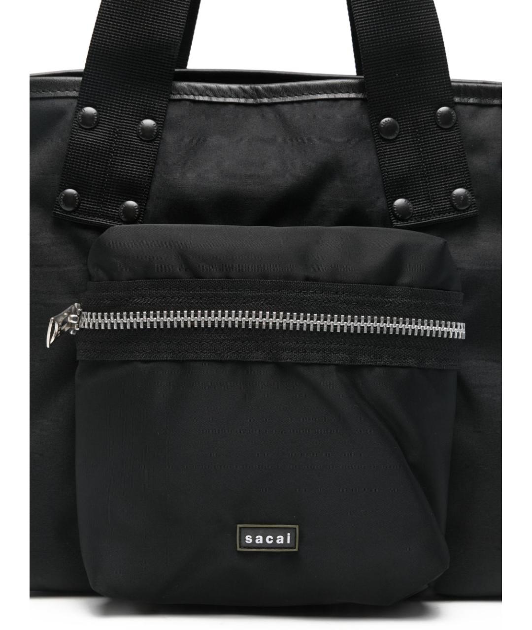 SACAI Черная синтетическая сумка тоут, фото 4