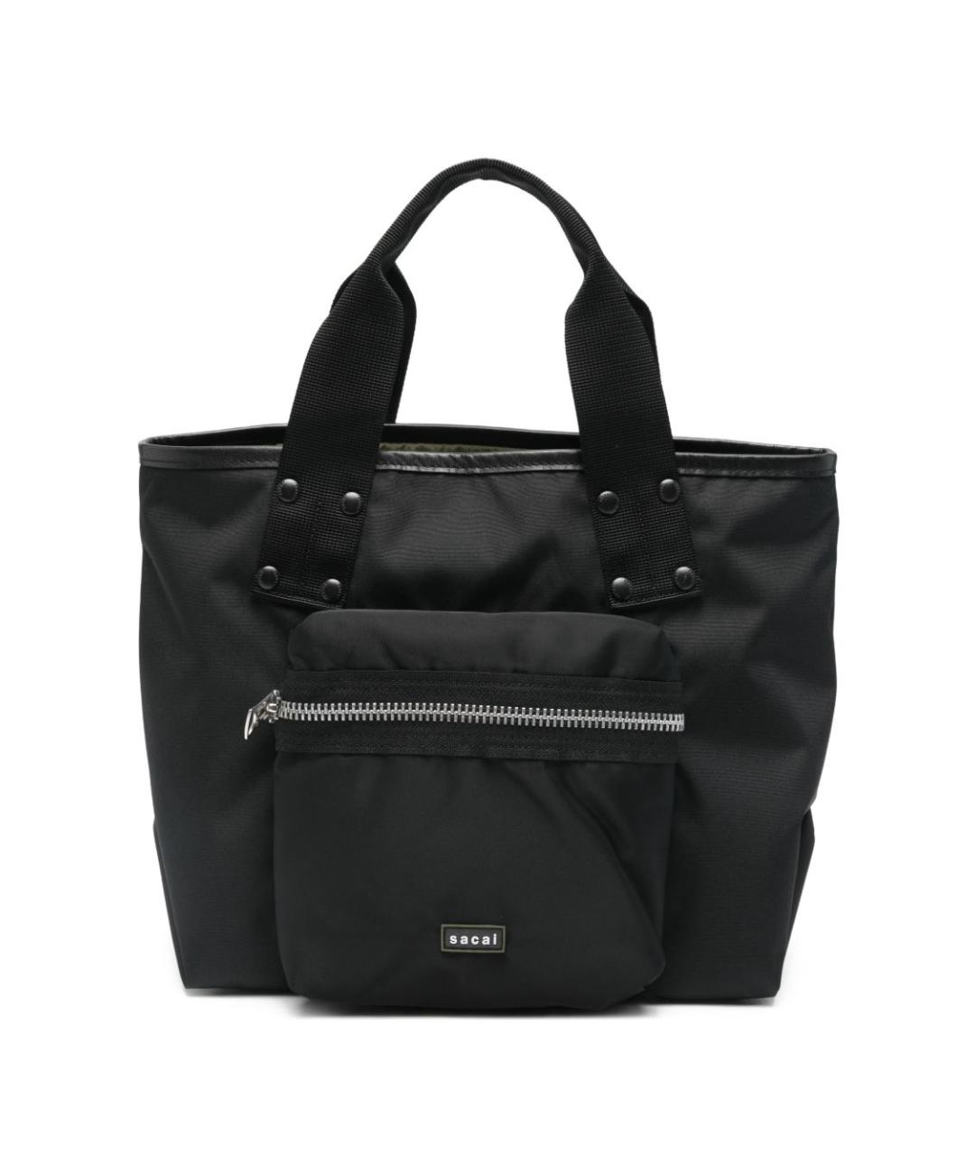 SACAI Черная синтетическая сумка тоут, фото 1