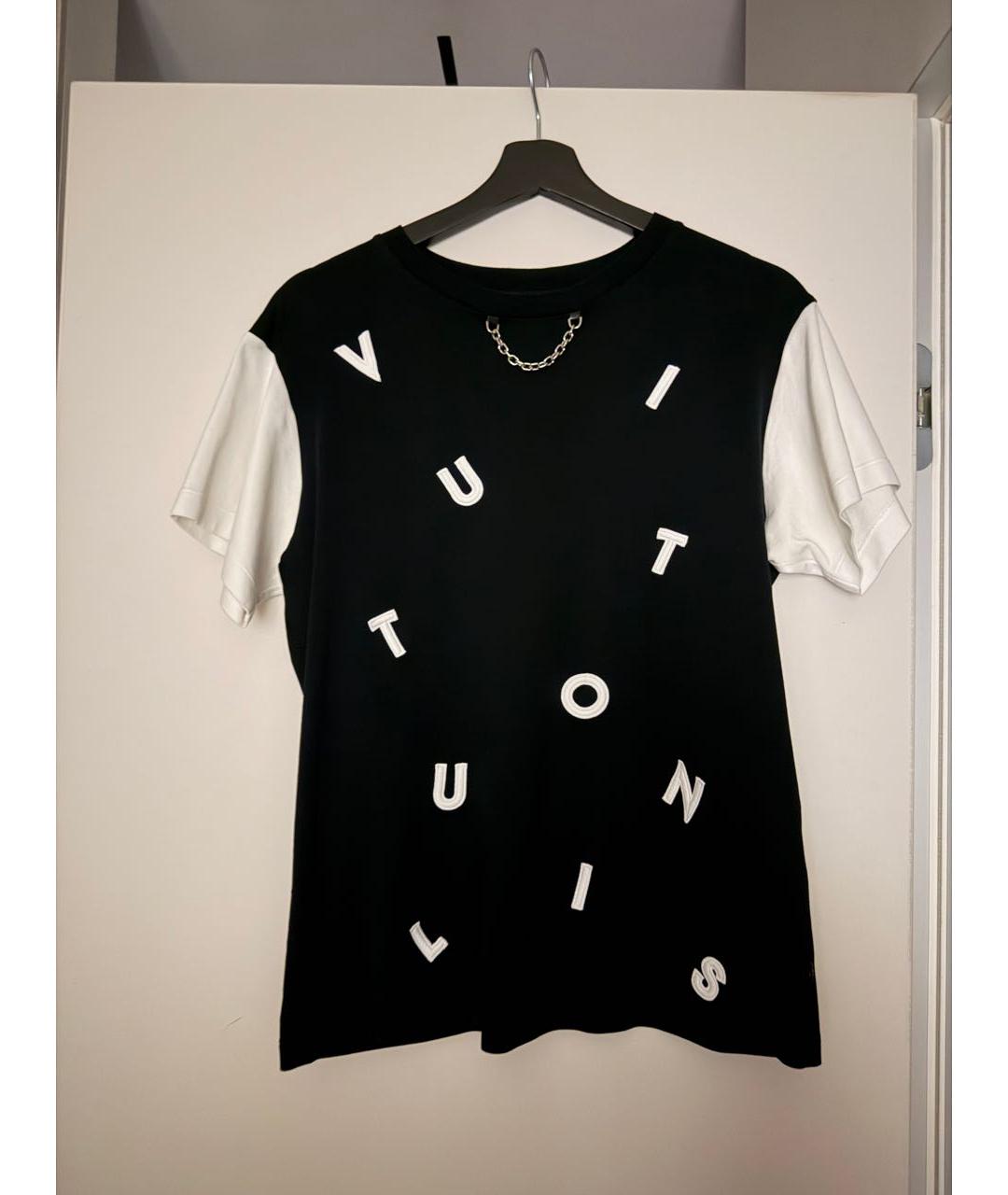 LOUIS VUITTON Черная хлопко-эластановая футболка, фото 4