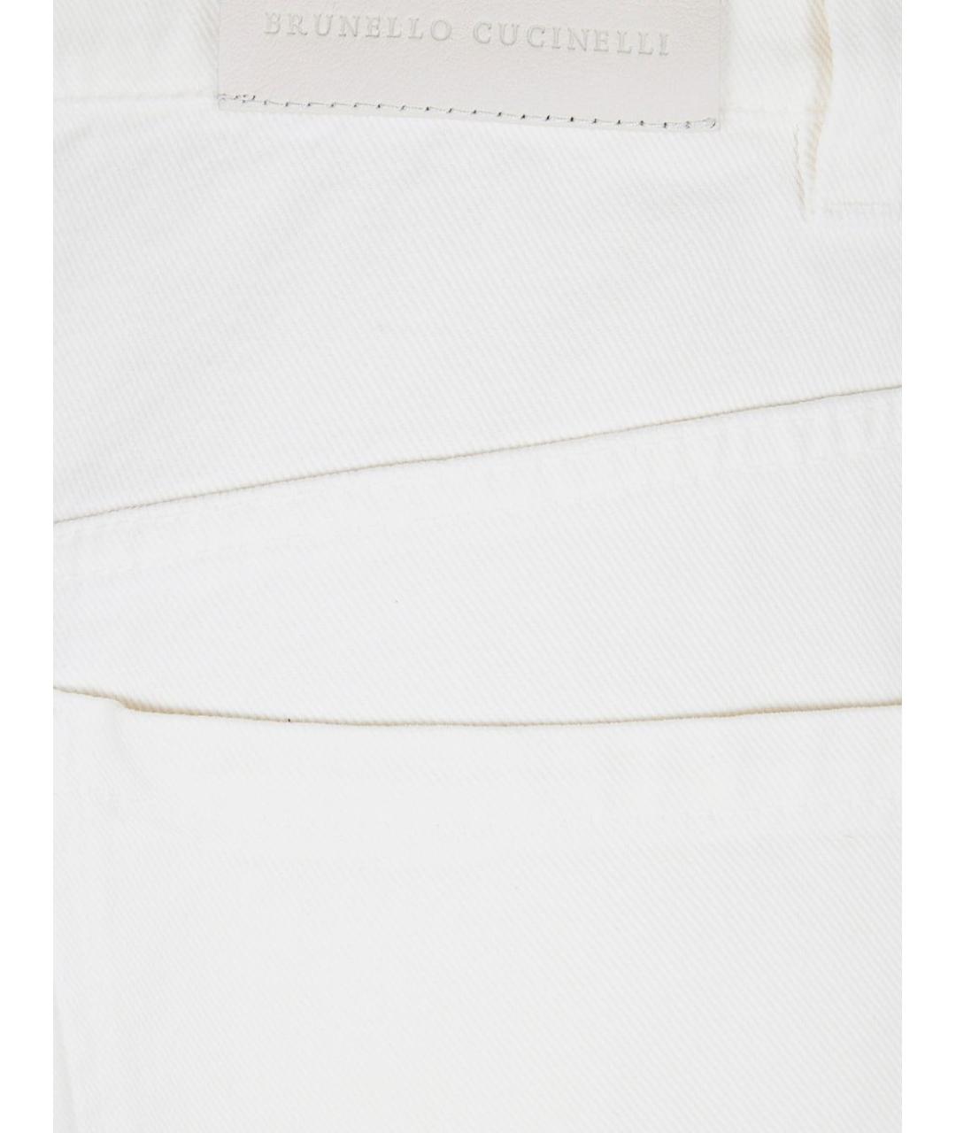BRUNELLO CUCINELLI Белые хлопковые прямые брюки, фото 3
