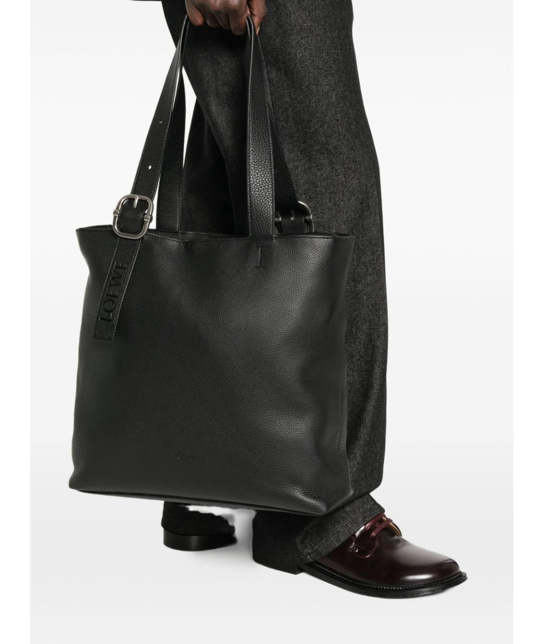 LOEWE Черная кожаная сумка тоут, фото 3