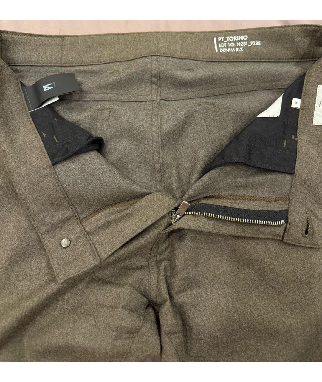 PT TORINO Серые шерстяные повседневные брюки, фото 3