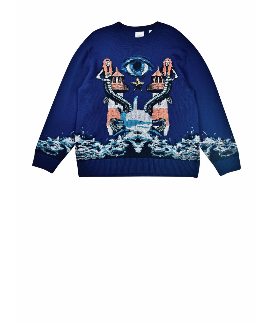 BURBERRY Темно-синий шерстяной джемпер / свитер, фото 1