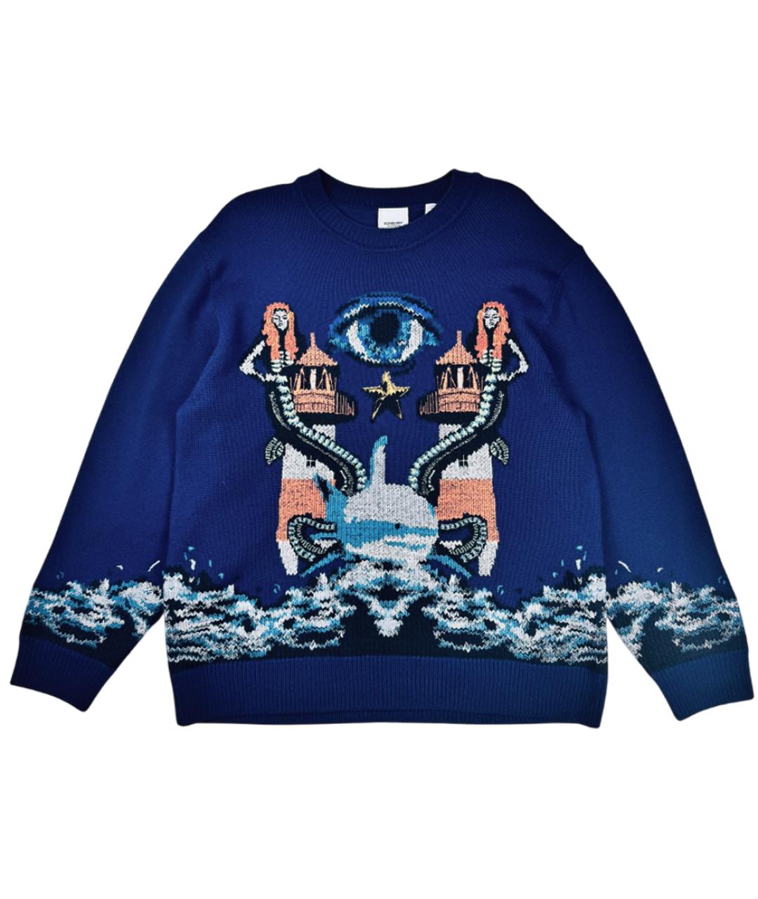 BURBERRY Темно-синий шерстяной джемпер / свитер, фото 4