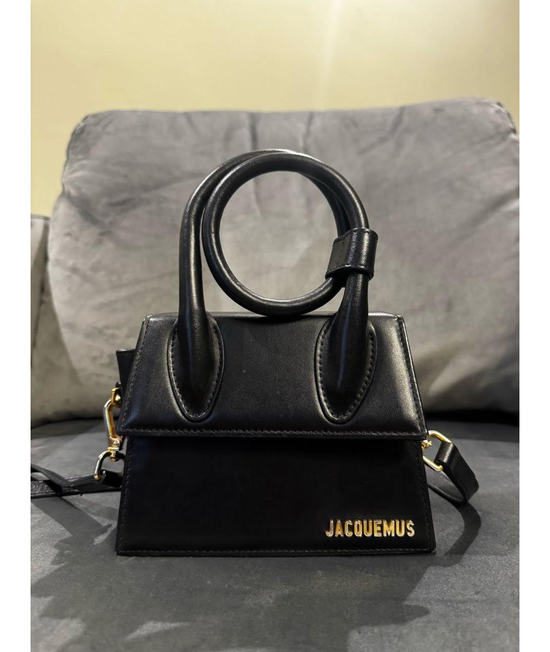 JACQUEMUS Черная кожаная сумка через плечо, фото 9