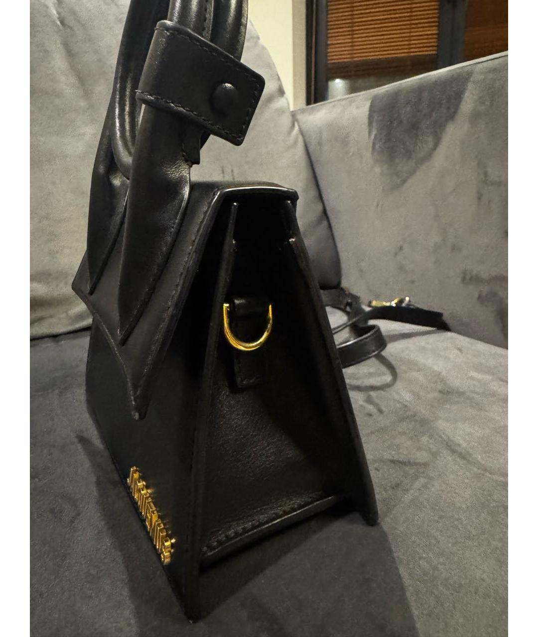 JACQUEMUS Черная кожаная сумка через плечо, фото 4