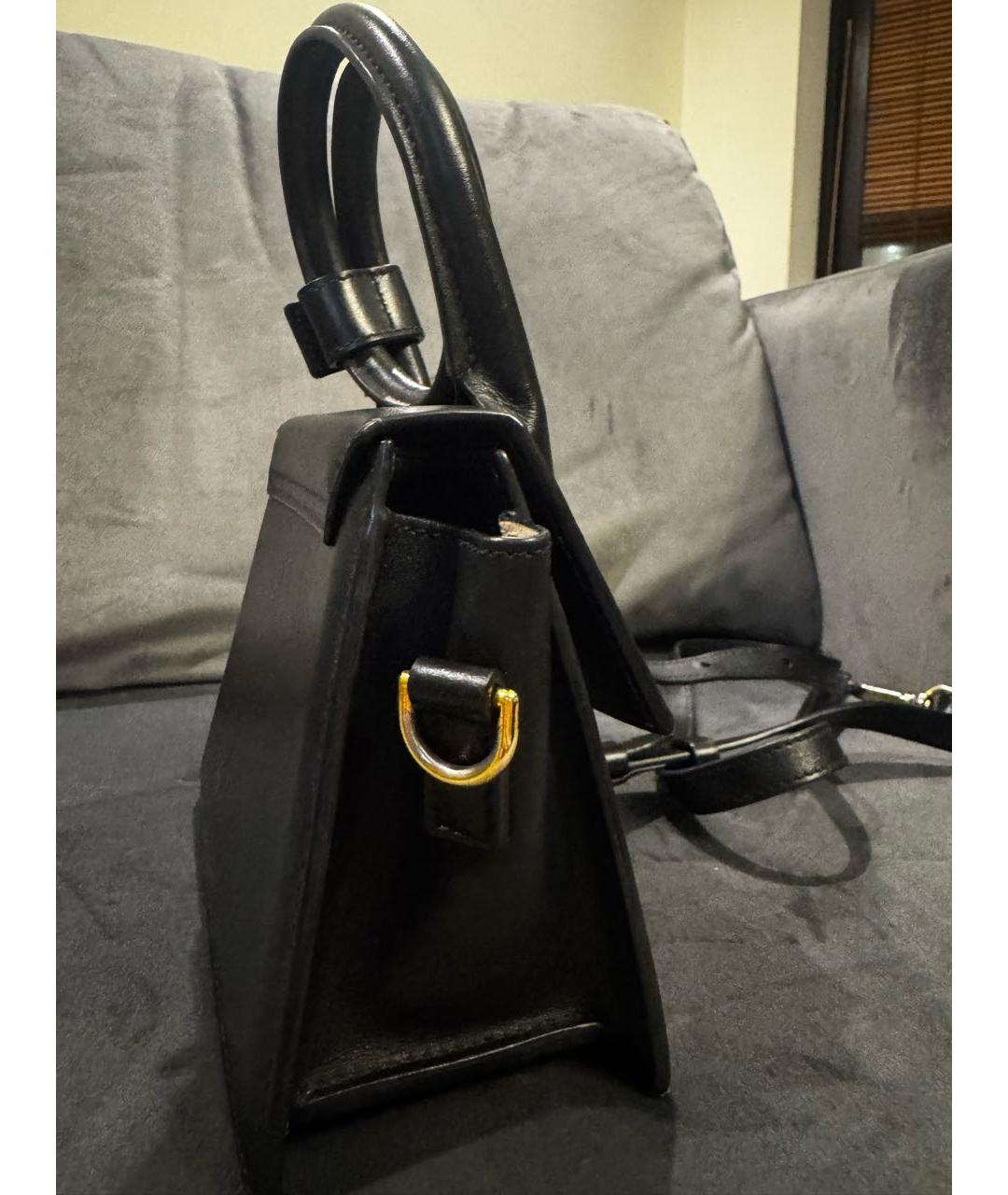 JACQUEMUS Черная кожаная сумка через плечо, фото 3