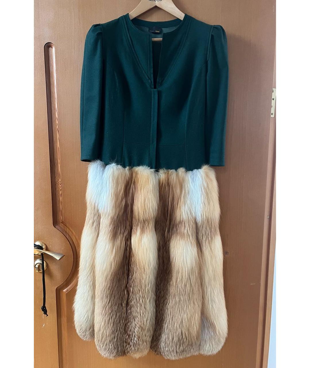 FENDI Зеленая меховая шуба, фото 9