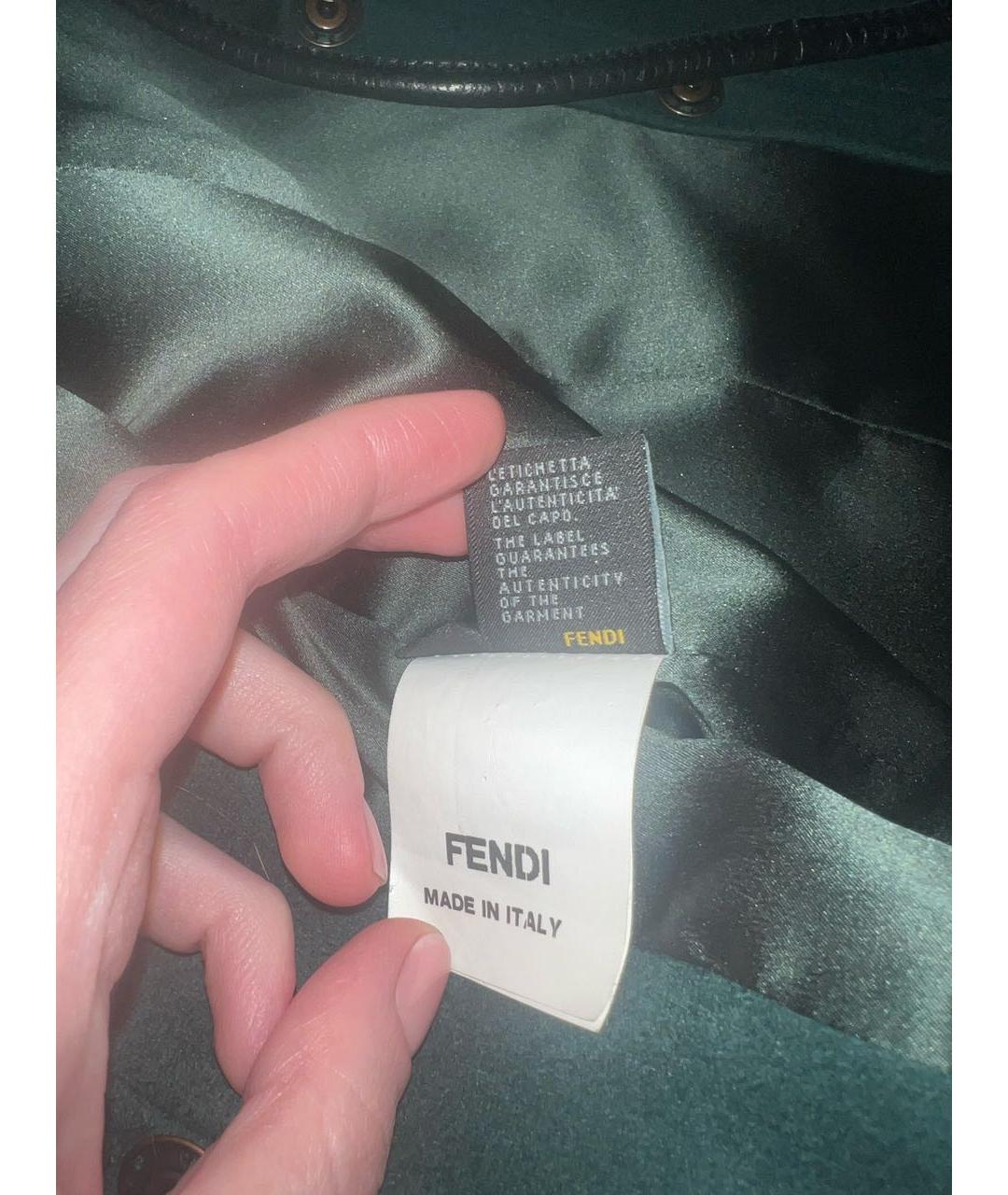 FENDI Зеленая меховая шуба, фото 8