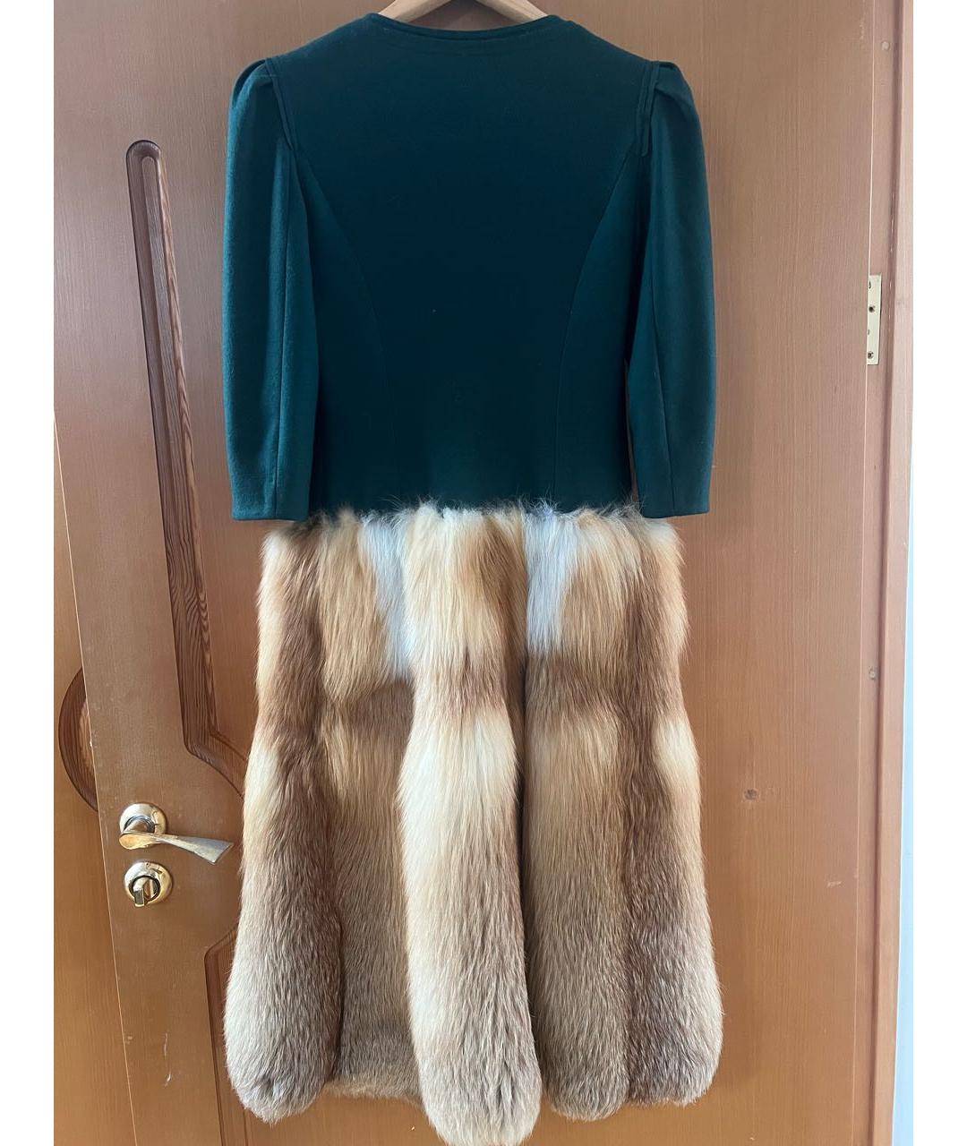 FENDI Зеленая меховая шуба, фото 2